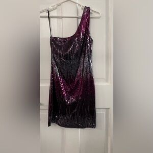 Charlotte Russe One-Shoulder Sequin Dress in Purple and Black